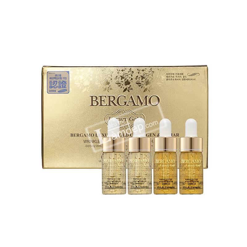 Review Tinh Chất Dưỡng Trắng Và Tái Tạo Da Bergamo Luxury Gold Collagen & Caviar